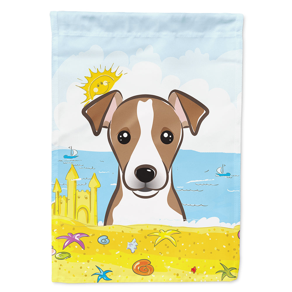 Jack Russell Terrier Summer Beach House Flag 28x40 Porch Sleeve Pole Decorative Outside Yard Banner Artwork Wall Hanging, Polyester