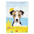 Jack Russell Terrier Summer Beach House Flag 28x40 Porch Sleeve Pole Decorative Outside Yard Banner Artwork Wall Hanging, Polyester