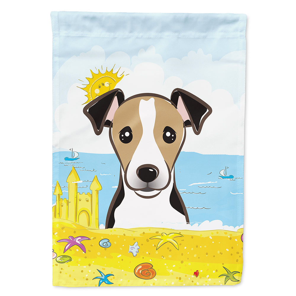 Jack Russell Terrier Summer Beach House Flag 28x40 Porch Sleeve Pole Decorative Outside Yard Banner Artwork Wall Hanging, Polyester
