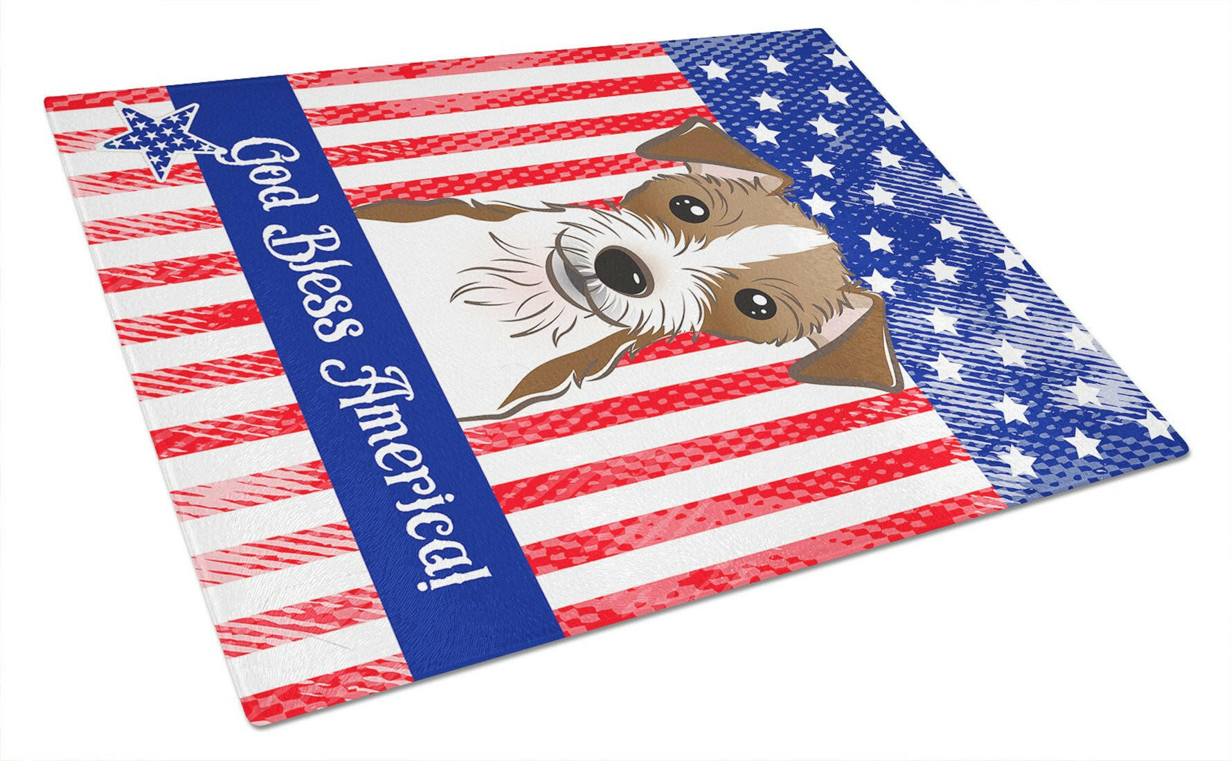 American Flag and Jack Russell Terrier Cutting Board Tempered Glass Kitchen Cutting Surface, Heat Resistant Chopping, Non-Slip Feet, Food Prep & Serving