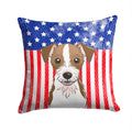 American Flag and Jack Russell Terrier Decorative Throw Pillow 14x14 Indoor Outdoor Accent Cushion, Fabric Cover with Insert for Sofa, Bed, Porch & Living Room