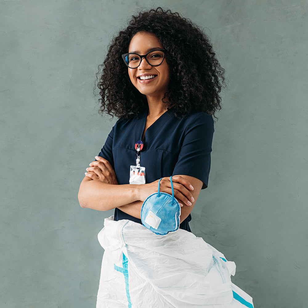 American Flag and Boston Terrier Retractable Badge Reel for Nurses ID Badge Holder with Clip Retractable Employee Badge Holder, Belt Clip
