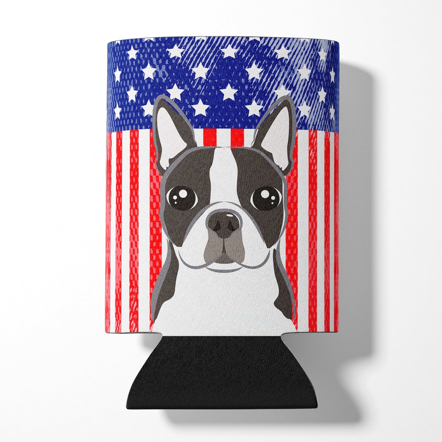 American Flag and Boston Terrier Can or Bottle Hugger Cooler Sleeve for Standard 12 oz Cans, Insulated Foam Beer & Soda Can Hugger Reusable