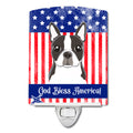 American Flag and Boston Terrier Ceramic Night Light Compact, UL-Certified, Ideal for Bedroom, Bathroom, Nursery, Hallway, Kitchen, 6x4x3, Multicolor