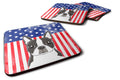 American Flag and Boston Terrier Foam Coasters Set of 4 Cup Coasters for Indoor Outdoor, Tabletop Protection, Anti Slip, Mouse pad Material