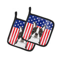 American Flag and Boston Terrier Pot Holder Set of 2 Heat Resistant Quilted Hot Pads 7.5 x 7.5 Inch, Insulated Kitchen Trivets for Cooking & Baking