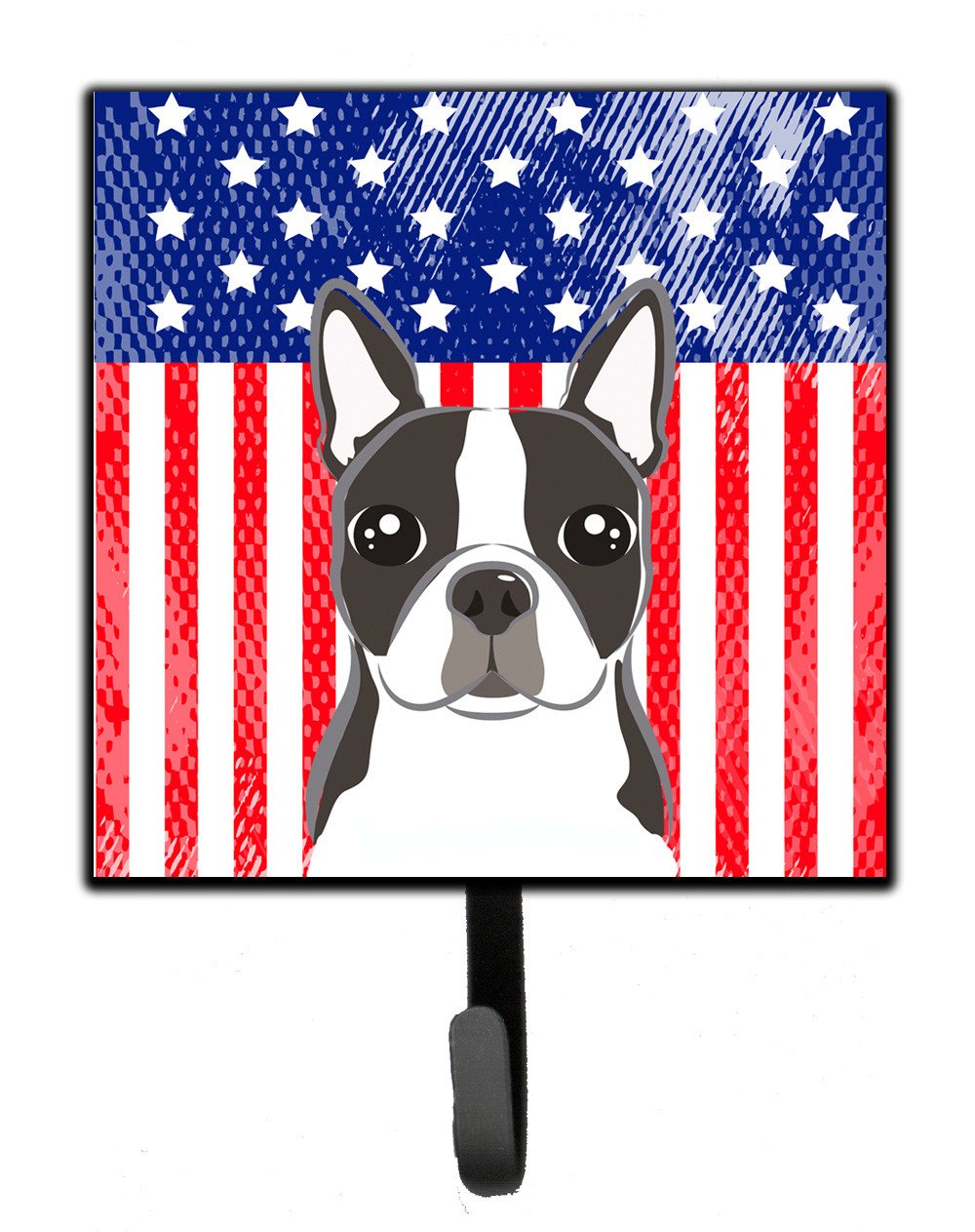 American Flag and Boston Terrier Leash or Key Holder Wall Hooks, Key Hooks Holder, Coat Rack Wall Mount, Coat Hooks, Hooks for Hanging Keys, Towels, Aprons, Leashes