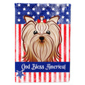 American Flag and Yorkie Yorkishire Terrier House Flag 28x40 Porch Sleeve Pole Decorative Outside Yard Banner Artwork Wall Hanging, Polyester