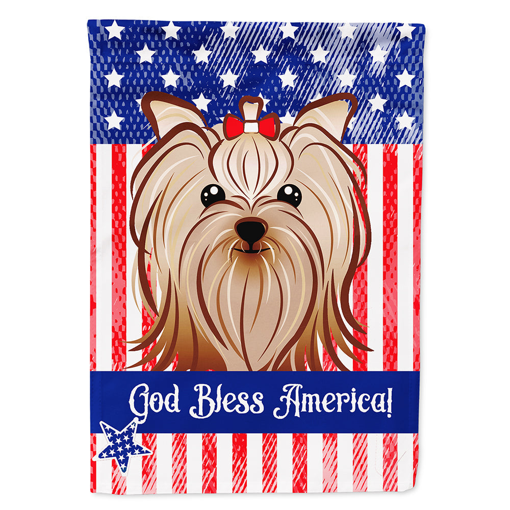 American Flag and Yorkie Yorkishire Terrier House Flag 28x40 Porch Sleeve Pole Decorative Outside Yard Banner Artwork Wall Hanging, Polyester