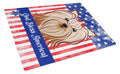 American Flag and Yorkie Yorkishire Terrier Cutting Board Tempered Glass Kitchen Cutting Surface, Heat Resistant Chopping, Non-Slip Feet, Food Prep & Serving