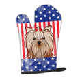 American Flag and Yorkie Yorkishire Terrier Oven Mitt Heat Resistant Thick Oven Mitt for Hot Pans and Oven, Kitchen Mitt Protect Hands, Cooking Baking Glove