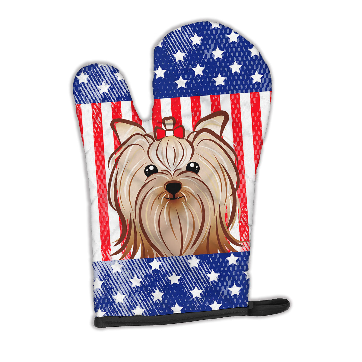 American Flag and Yorkie Yorkishire Terrier Oven Mitt Heat Resistant Thick Oven Mitt for Hot Pans and Oven, Kitchen Mitt Protect Hands, Cooking Baking Glove