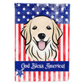 American Flag and Golden Retriever House Flag 28x40 Porch Sleeve Pole Decorative Outside Yard Banner Artwork Wall Hanging, Polyester