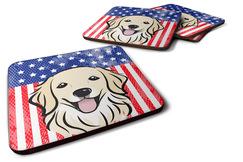 American Flag and Golden Retriever Foam Coasters Set of 4 Cup Coasters for Indoor Outdoor, Tabletop Protection, Anti Slip, Mouse pad Material