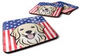 American Flag and Golden Retriever Foam Coasters Set of 4 Cup Coasters for Indoor Outdoor, Tabletop Protection, Anti Slip, Mouse pad Material
