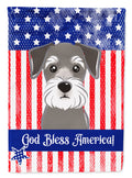 American Flag and Schnauzer House Flag 28x40 Porch Sleeve Pole Decorative Outside Yard Banner Artwork Wall Hanging, Polyester