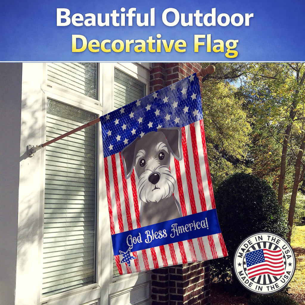 American Flag and Schnauzer House Flag 28x40 Porch Sleeve Pole Decorative Outside Yard Banner Artwork Wall Hanging, Polyester