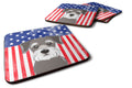 American Flag and Schnauzer Foam Coasters Set of 4 Cup Coasters for Indoor Outdoor, Tabletop Protection, Anti Slip, Mouse pad Material