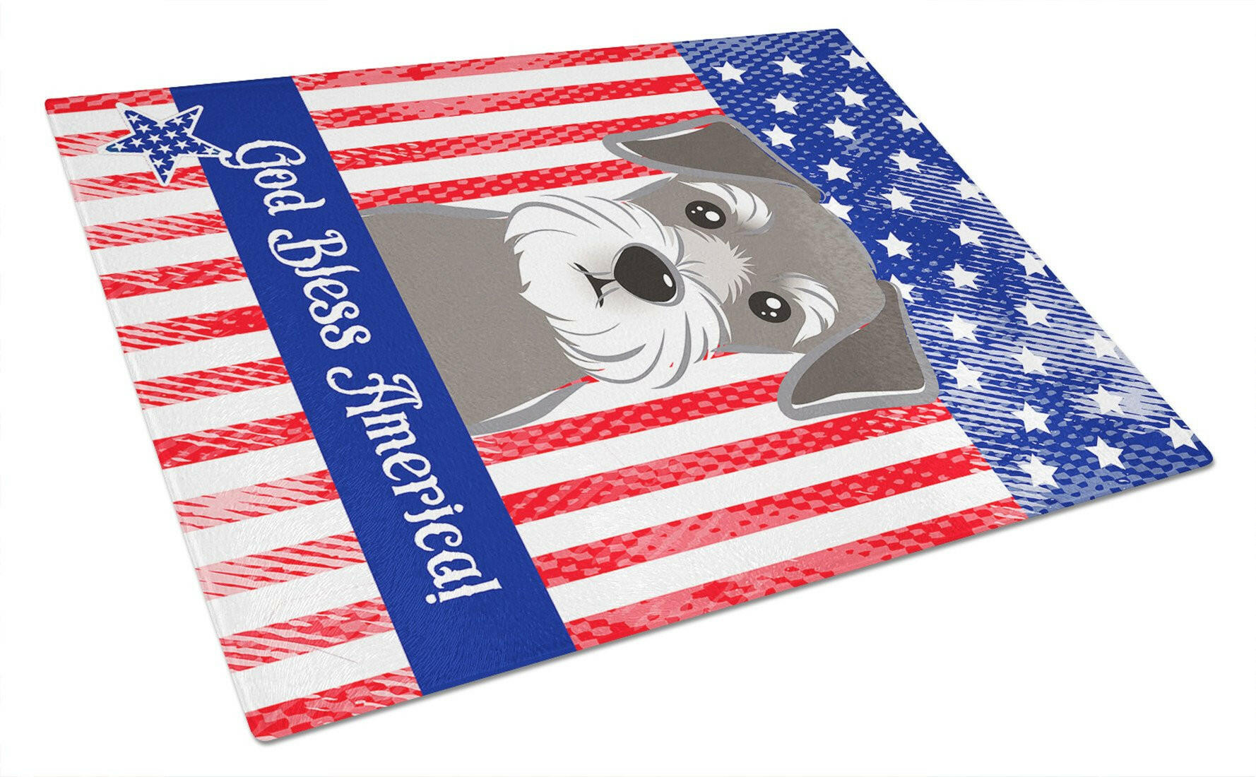 American Flag and Schnauzer Cutting Board Tempered Glass Kitchen Cutting Surface, Heat Resistant Chopping, Non-Slip Feet, Food Prep & Serving