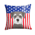 American Flag and Schnauzer Decorative Throw Pillow 14x14 Indoor Outdoor Accent Cushion, Fabric Cover with Insert for Sofa, Bed, Porch & Living Room