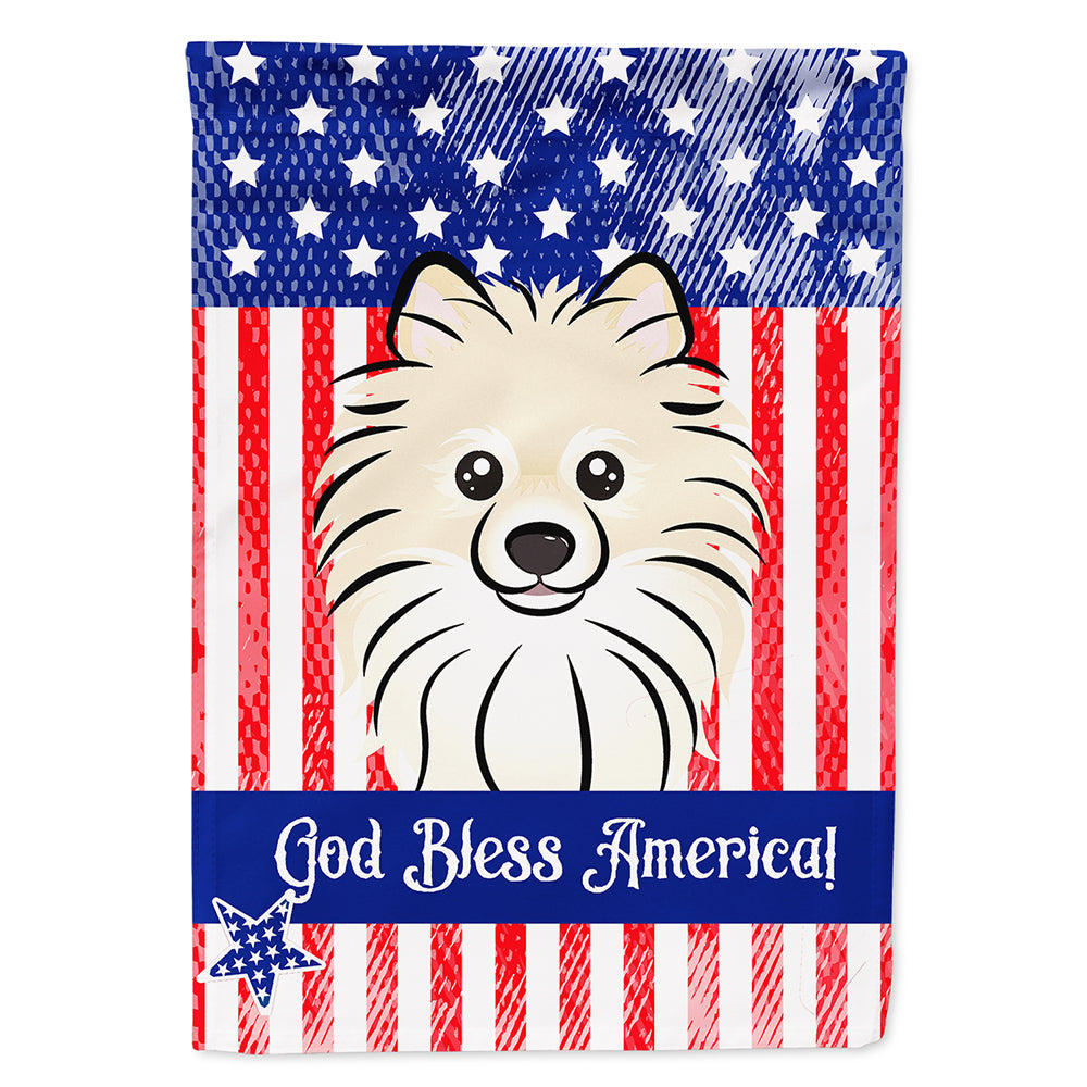 American Flag and Pomeranian House Flag 28x40 Porch Sleeve Pole Decorative Outside Yard Banner Artwork Wall Hanging, Polyester