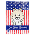 American Flag and Pomeranian House Flag 28x40 Porch Sleeve Pole Decorative Outside Yard Banner Artwork Wall Hanging, Polyester