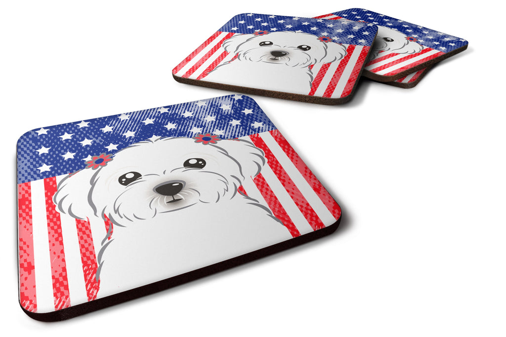 American Flag and Maltese Foam Coasters Set of 4 Cup Coasters for Indoor Outdoor, Tabletop Protection, Anti Slip, Mouse pad Material