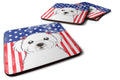 American Flag and Maltese Foam Coasters Set of 4 Cup Coasters for Indoor Outdoor, Tabletop Protection, Anti Slip, Mouse pad Material