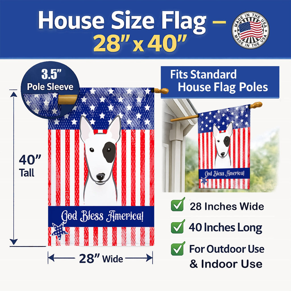 American Flag and Bull Terrier House Flag 28x40 Porch Sleeve Pole Decorative Outside Yard Banner Artwork Wall Hanging, Polyester