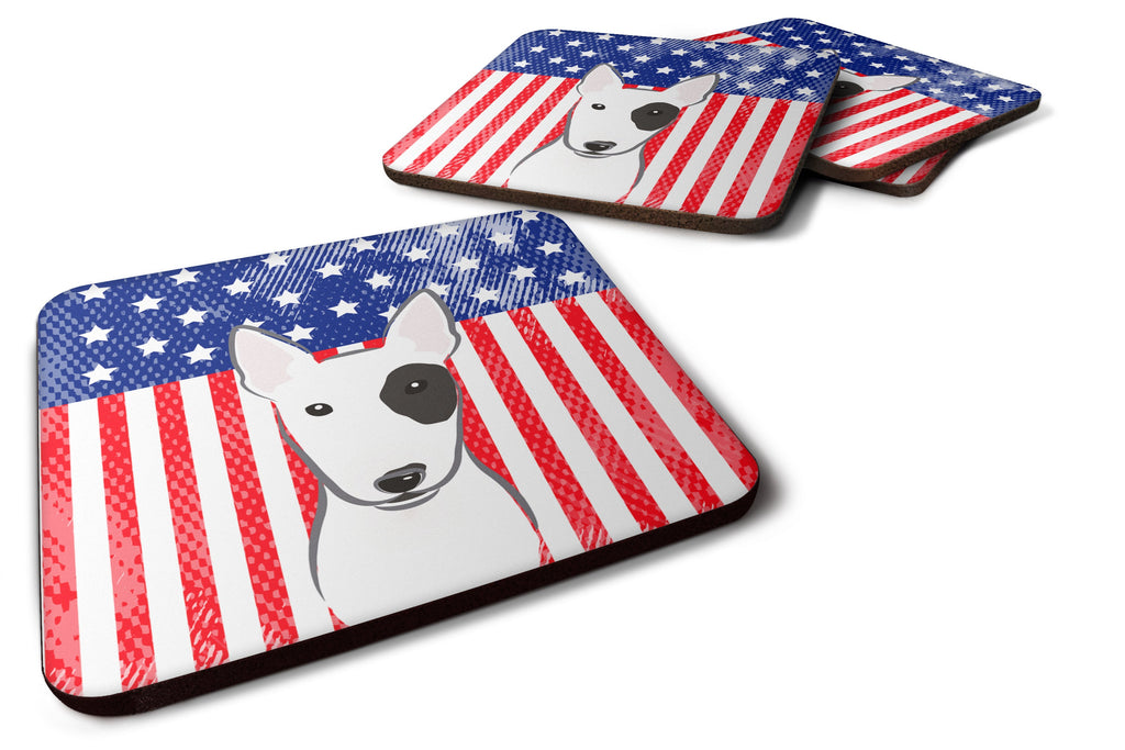 American Flag and Bull Terrier Foam Coasters Set of 4 Cup Coasters for Indoor Outdoor, Tabletop Protection, Anti Slip, Mouse pad Material