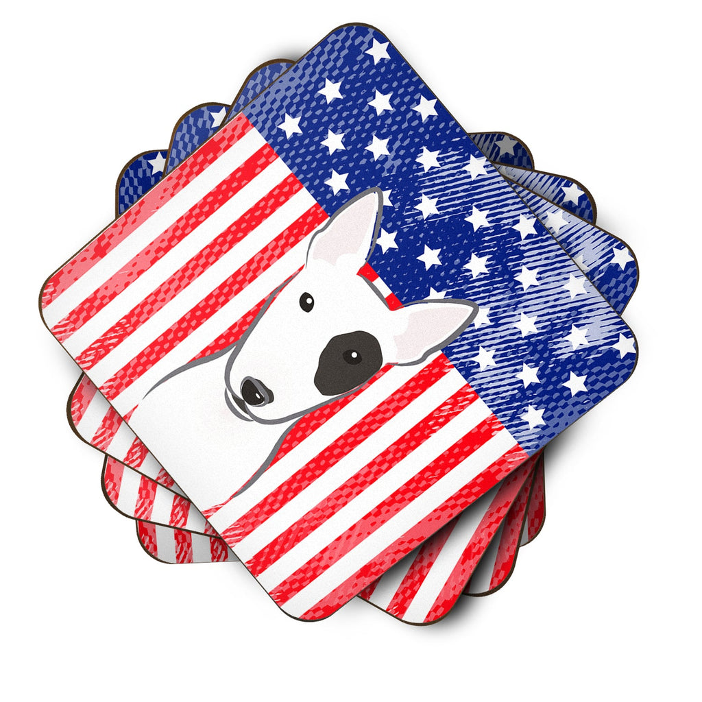 American Flag and Bull Terrier Foam Coasters Set of 4 Cup Coasters for Indoor Outdoor, Tabletop Protection, Anti Slip, Mouse pad Material