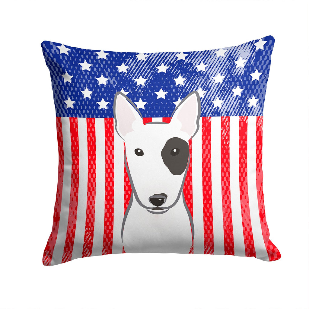 American Flag and Bull Terrier Decorative Throw Pillow 14x14 Indoor Outdoor Accent Cushion, Fabric Cover with Insert for Sofa, Bed, Porch & Living Room
