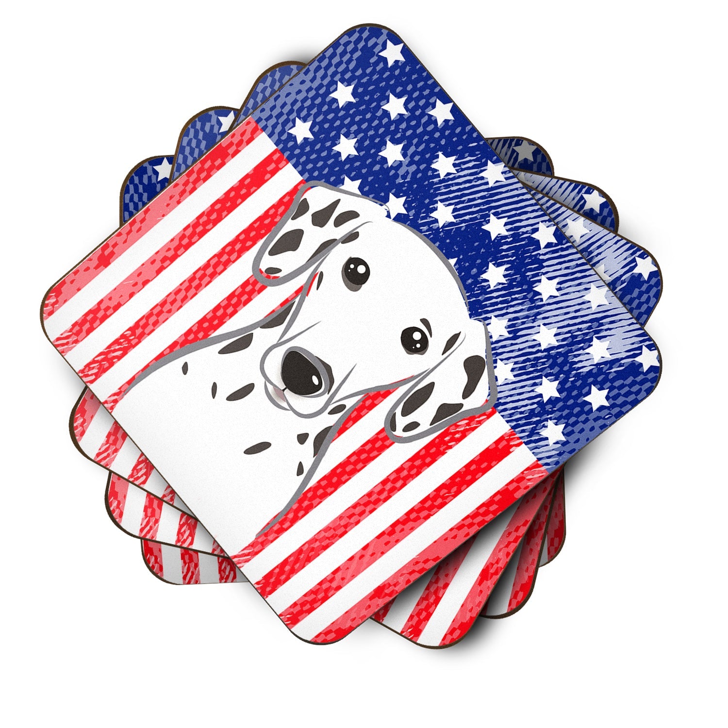 American Flag and Dalmatian Foam Coasters Set of 4 Cup Coasters for Indoor Outdoor, Tabletop Protection, Anti Slip, Mouse pad Material