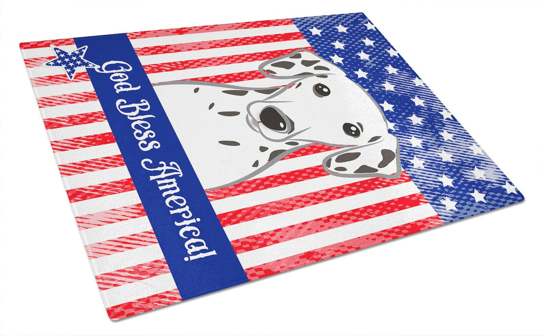 American Flag and Dalmatian Cutting Board Tempered Glass Kitchen Cutting Surface, Heat Resistant Chopping, Non-Slip Feet, Food Prep & Serving