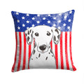 American Flag and Dalmatian Decorative Throw Pillow 14x14 Indoor Outdoor Accent Cushion, Fabric Cover with Insert for Sofa, Bed, Porch & Living Room