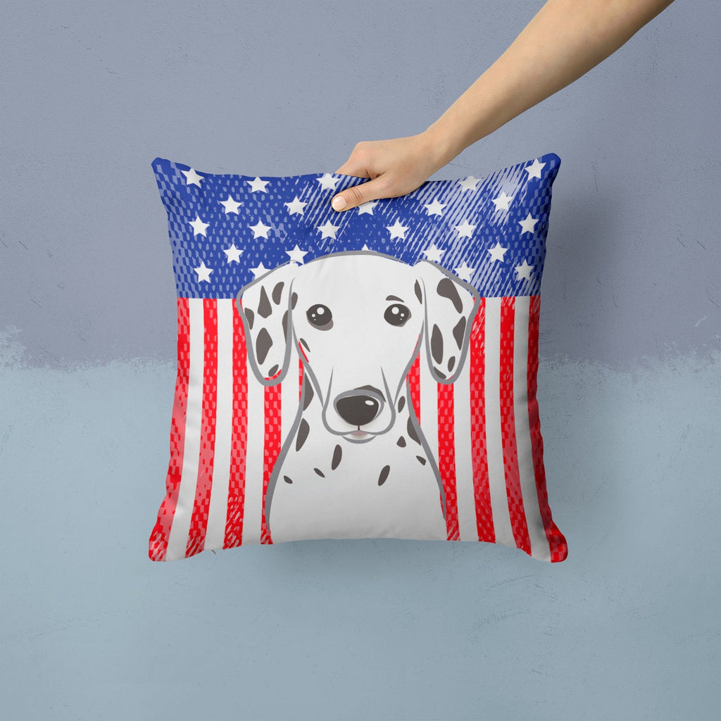 American Flag and Dalmatian Decorative Throw Pillow 14x14 Indoor Outdoor Accent Cushion, Fabric Cover with Insert for Sofa, Bed, Porch & Living Room