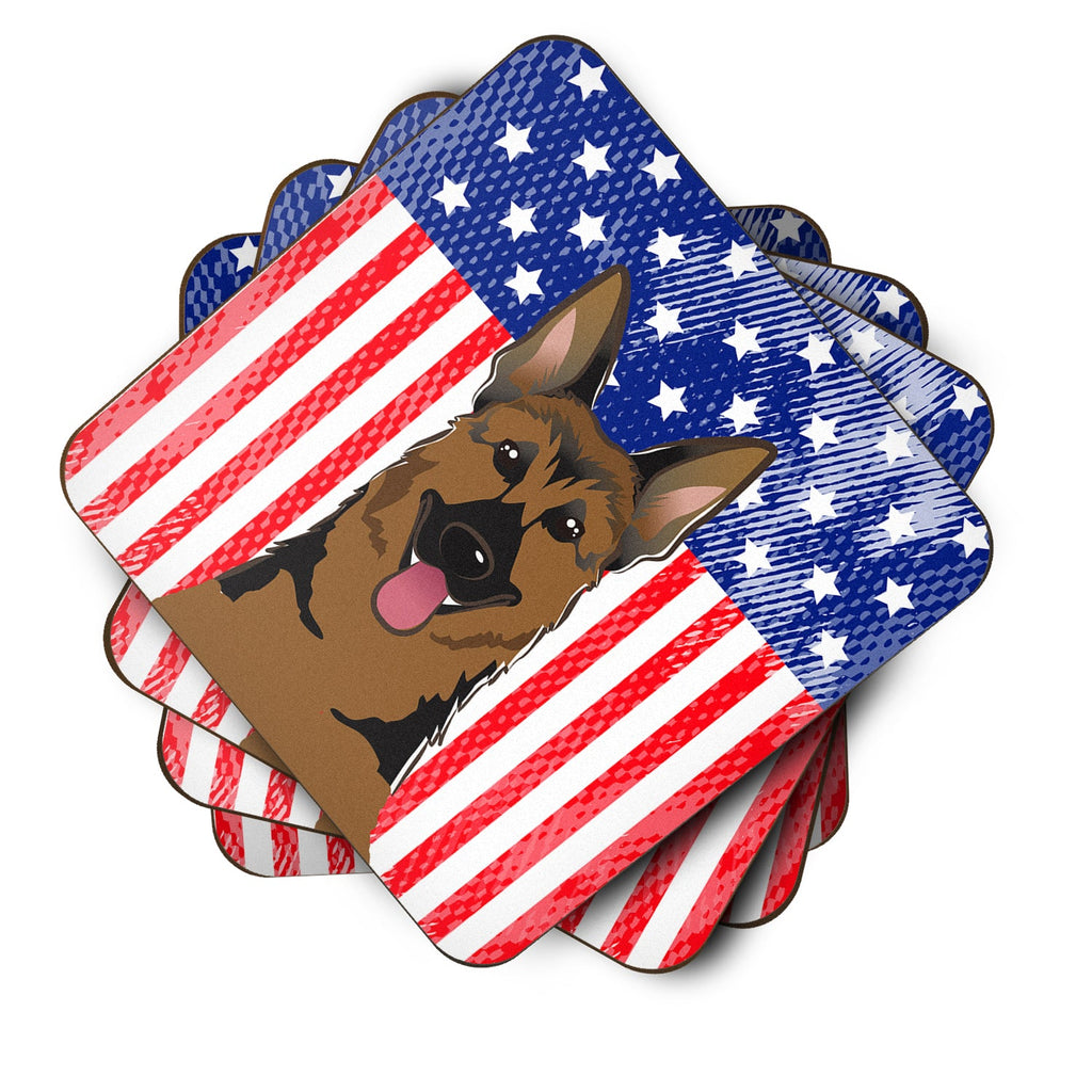 American Flag and German Shepherd Foam Coasters Set of 4 Cup Coasters for Indoor Outdoor, Tabletop Protection, Anti Slip, Mouse pad Material