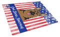American Flag and German Shepherd Cutting Board Tempered Glass Kitchen Cutting Surface, Heat Resistant Chopping, Non-Slip Feet, Food Prep & Serving
