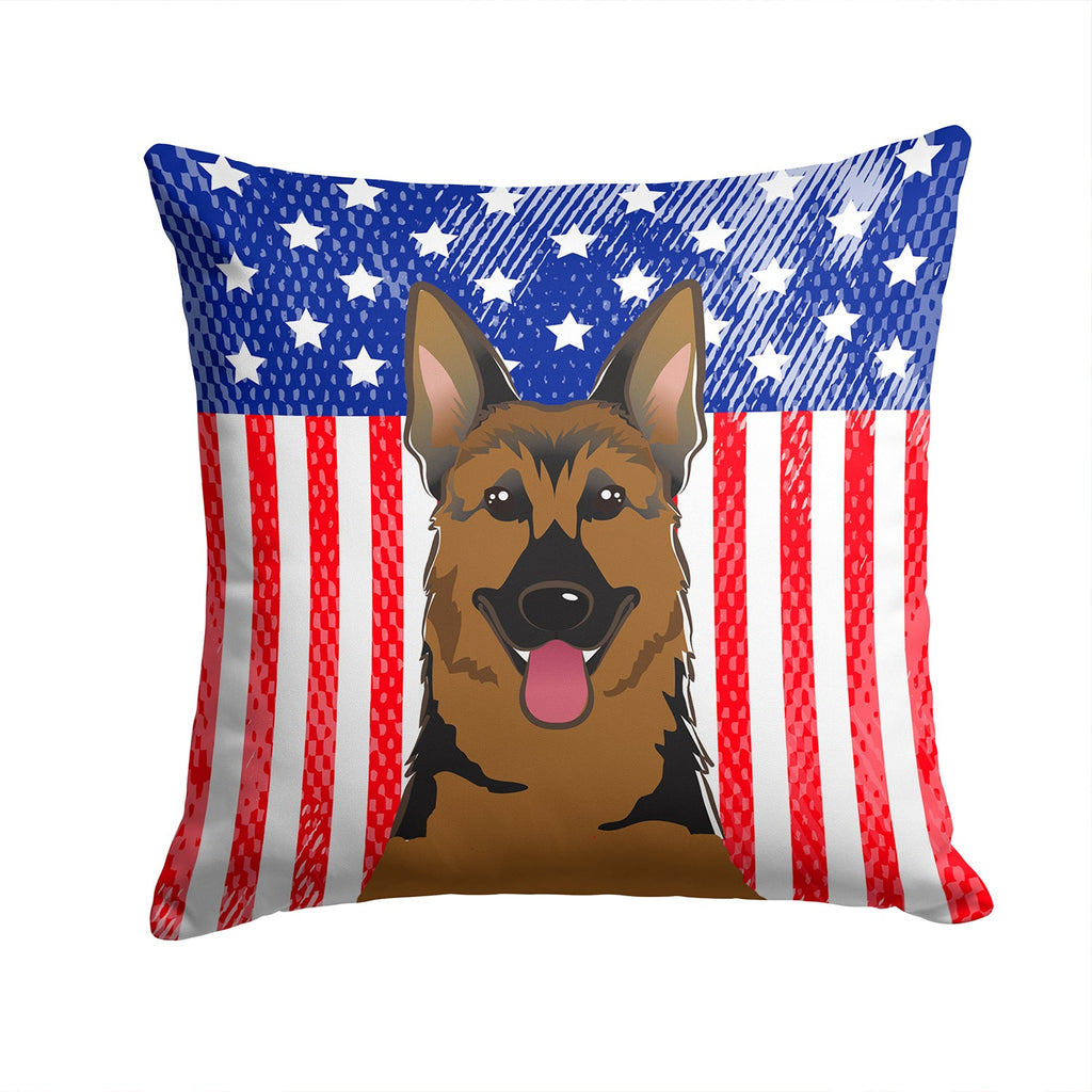 American Flag and German Shepherd Decorative Throw Pillow 14x14 Indoor Outdoor Accent Cushion, Fabric Cover with Insert for Sofa, Bed, Porch & Living Room