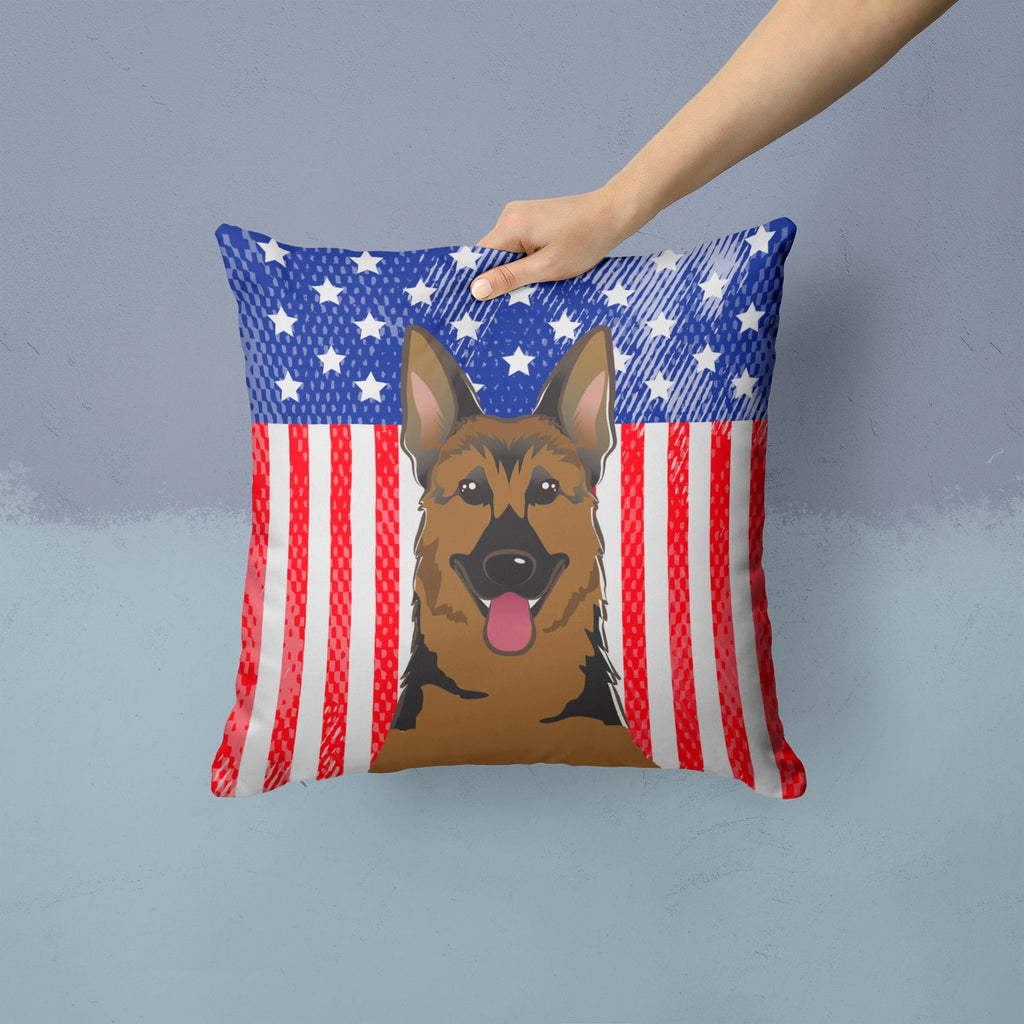American Flag and German Shepherd Decorative Throw Pillow 14x14 Indoor Outdoor Accent Cushion, Fabric Cover with Insert for Sofa, Bed, Porch & Living Room