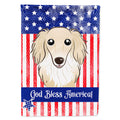 American Flag and Longhair Creme Dachshund House Flag 28x40 Porch Sleeve Pole Decorative Outside Yard Banner Artwork Wall Hanging, Polyester