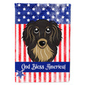American Flag and Longhair Black and Tan Dachshund House Flag 28x40 Porch Sleeve Pole Decorative Outside Yard Banner Artwork Wall Hanging, Polyester