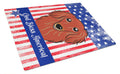 American Flag and Longhair Red Dachshund Cutting Board Tempered Glass Kitchen Cutting Surface, Heat Resistant Chopping, Non-Slip Feet, Food Prep & Serving