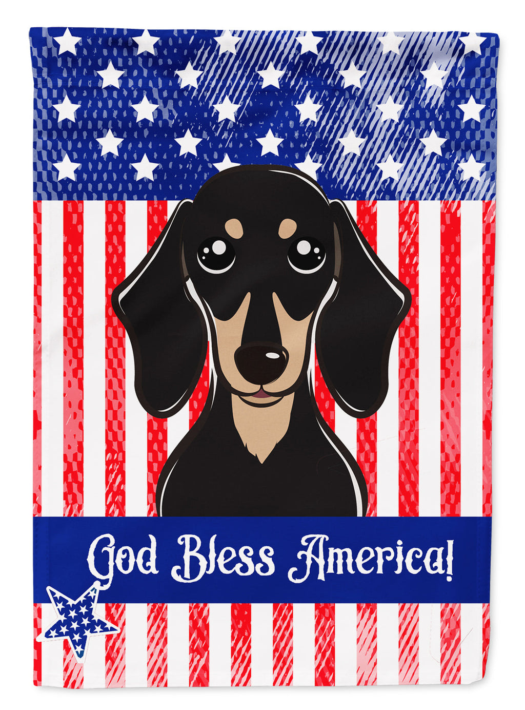 American Flag and Smooth Black and Tan Dachshund House Flag 28x40 Porch Sleeve Pole Decorative Outside Yard Banner Artwork Wall Hanging, Polyester