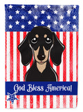 American Flag and Smooth Black and Tan Dachshund House Flag 28x40 Porch Sleeve Pole Decorative Outside Yard Banner Artwork Wall Hanging, Polyester