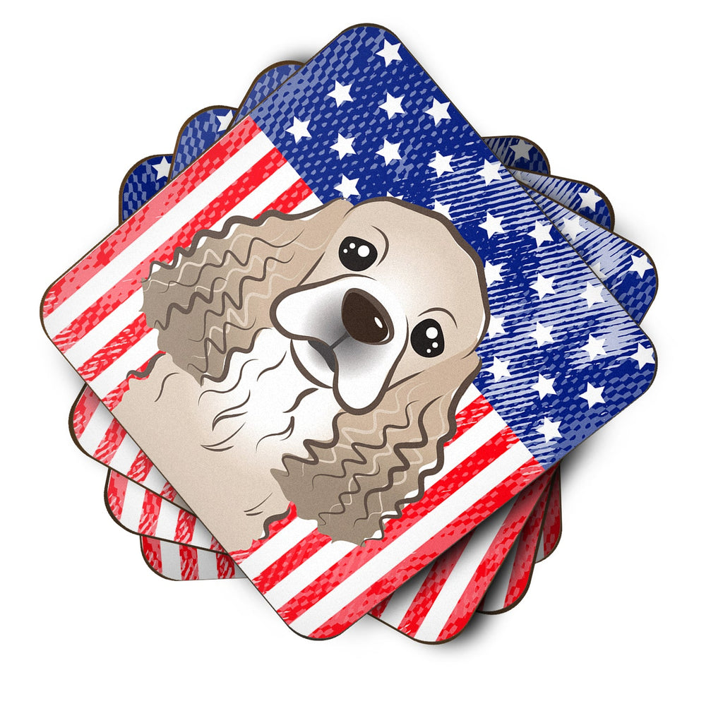 American Flag and Cocker Spaniel Foam Coasters Set of 4 Cup Coasters for Indoor Outdoor, Tabletop Protection, Anti Slip, Mouse pad Material