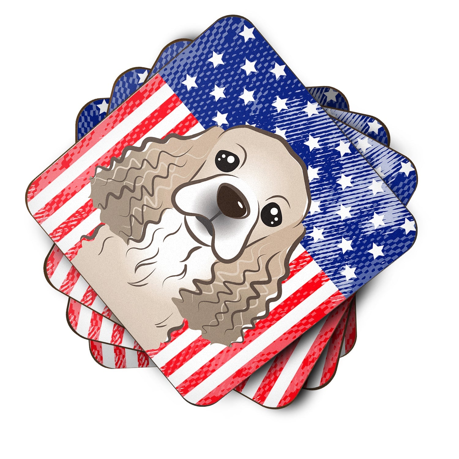 American Flag and Cocker Spaniel Foam Coasters Set of 4 Cup Coasters for Indoor Outdoor, Tabletop Protection, Anti Slip, Mouse pad Material