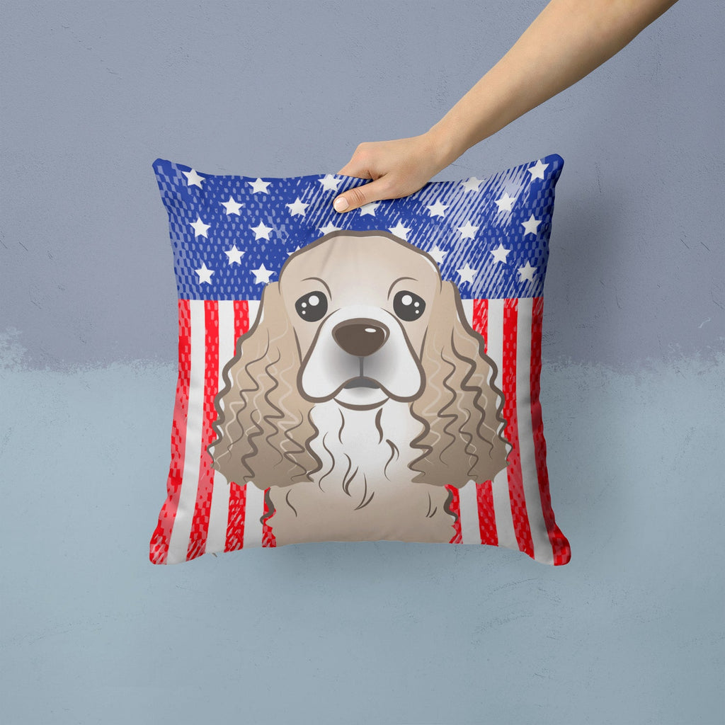 American Flag and Cocker Spaniel Decorative Throw Pillow 14x14 Indoor Outdoor Accent Cushion, Fabric Cover with Insert for Sofa, Bed, Porch & Living Room