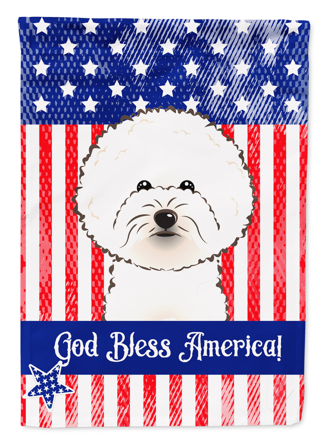 American Flag and Bichon Frise House Flag 28x40 Porch Sleeve Pole Decorative Outside Yard Banner Artwork Wall Hanging, Polyester
