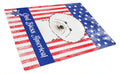American Flag and Bichon Frise Cutting Board Tempered Glass Kitchen Cutting Surface, Heat Resistant Chopping, Non-Slip Feet, Food Prep & Serving